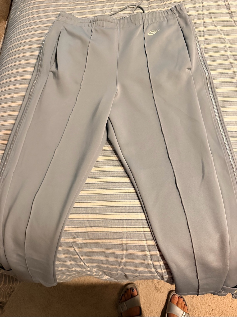 Nike Men's Light Gray Jogger Pants with Side Zippers